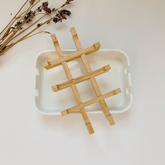 🪹Easy Clean Bamboo Wood Tray Soap Dish - Picture 4 of 6